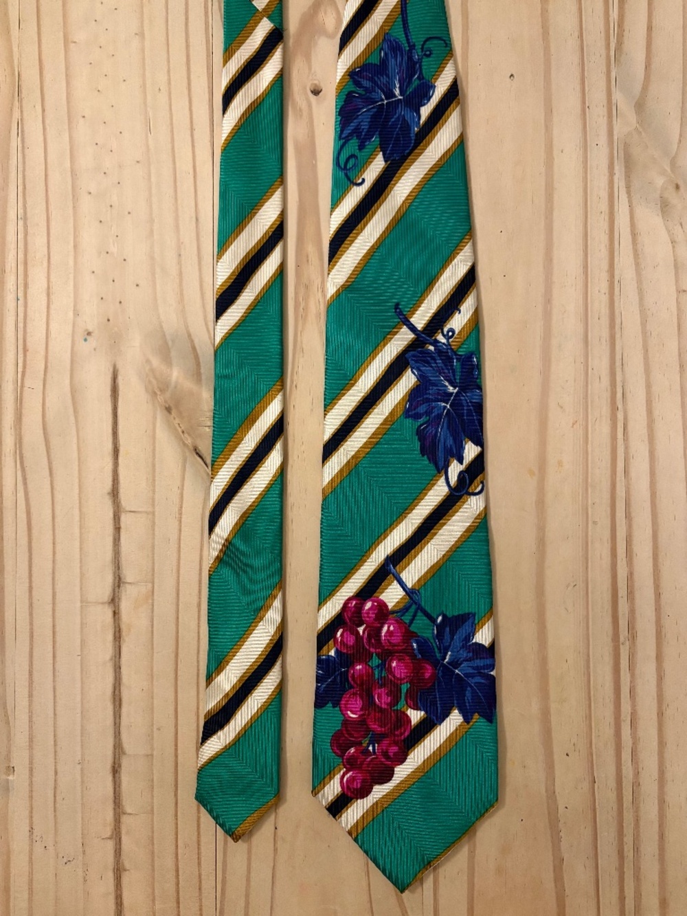 Vintage KENZO Paris Striped Silk Tie Made in Italy Emerald Green